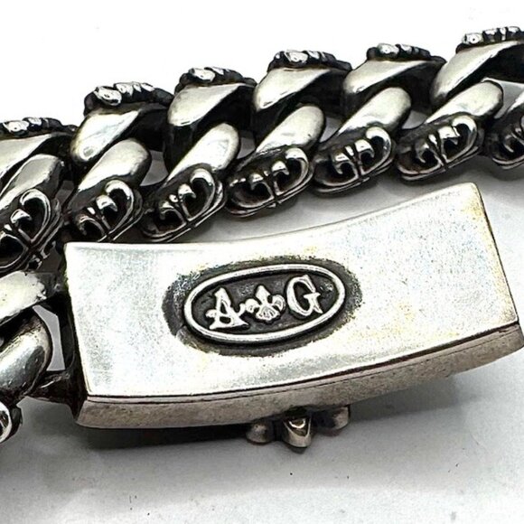 A&G Amal Guessous Rare Fancy Cuban Triple Cross ID Bracelet .925 - Picture 5 of 9